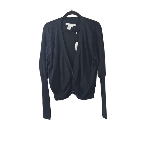 Studio M Black Lightweight Open Front Cardigan XL NWT Minimalist Layering - Picture 1 of 7